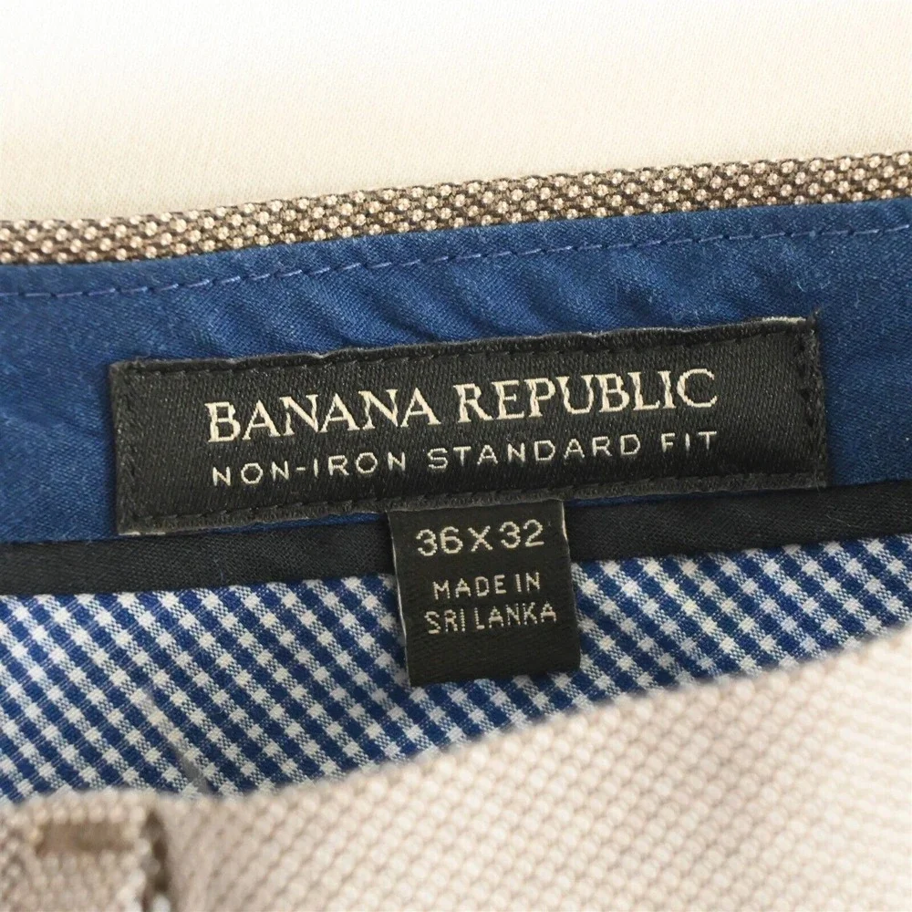 Banana Republic 36x32 Brown‎ Birdseye Cotton Non Iron Standard Mens Dress Pants